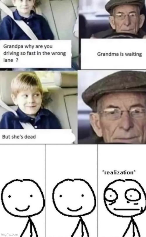 Oh boy... | image tagged in realization,grandma | made w/ Imgflip meme maker