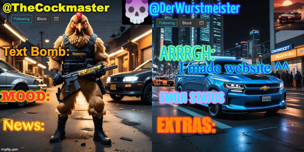 didn’t but  the domain yet + school project | I made website ^^ | image tagged in the cockmaster and der wurstmeister s template | made w/ Imgflip meme maker