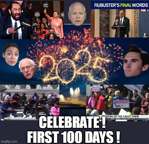 First 100 Days of Ideas Solutions and Progress ! | CELEBRATE ! 
FIRST 100 DAYS ! | image tagged in celebrate first 100 days meme | made w/ Imgflip meme maker