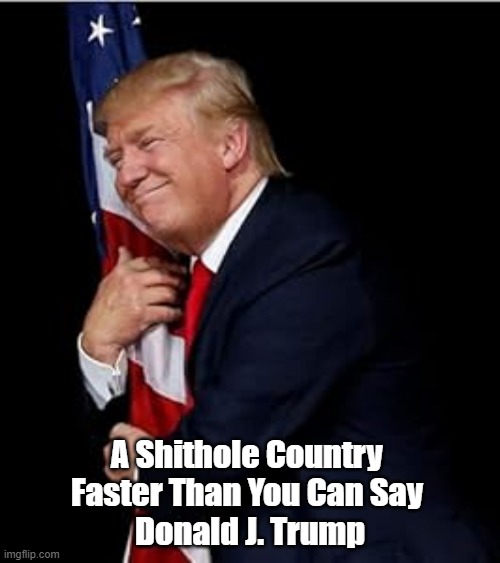 A Shithole Country | A Shithole Country 
Faster Than You Can Say 
Donald J. Trump | image tagged in shithole country,trump,wave the flag | made w/ Imgflip meme maker