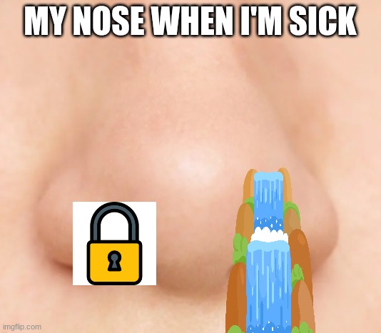 I hate being sick | MY NOSE WHEN I'M SICK | image tagged in sickness | made w/ Imgflip meme maker