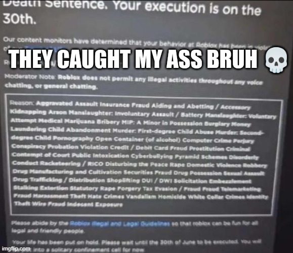 well shit | THEY CAUGHT MY ASS BRUH 💀 | image tagged in roblox | made w/ Imgflip meme maker