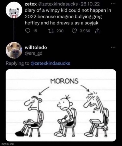 “say the line moronjaks.” | image tagged in greg heffley,twitter,diary of a wimpy kid,soyjak | made w/ Imgflip meme maker