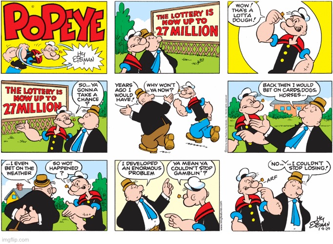 image tagged in comics,popeye,wimpy,lottery,loser | made w/ Imgflip meme maker