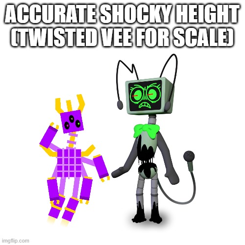 Blank Transparent Square Meme | ACCURATE SHOCKY HEIGHT (TWISTED VEE FOR SCALE) | image tagged in memes,blank transparent square | made w/ Imgflip meme maker