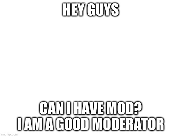HEY GUYS; CAN I HAVE MOD? I AM A GOOD MODERATOR | made w/ Imgflip meme maker