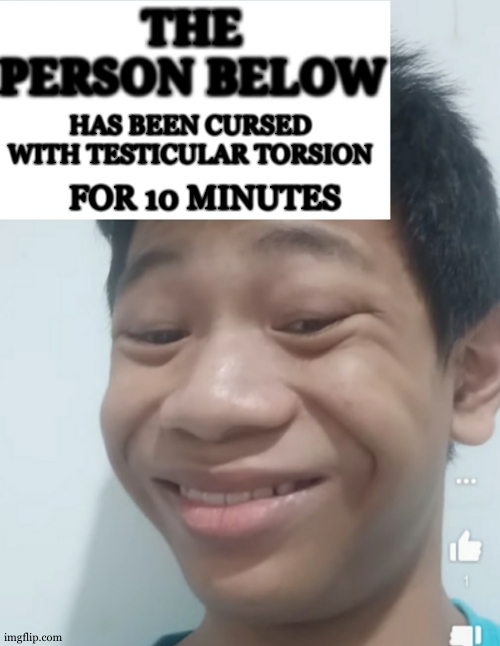 Person Below X | FOR 10 MINUTES; HAS BEEN CURSED WITH TESTICULAR TORSION | image tagged in person below x | made w/ Imgflip meme maker