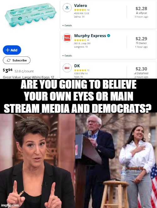 Are you going to believe your own eyes or mainstream media/Democrats? | ARE YOU GOING TO BELIEVE YOUR OWN EYES OR MAIN STREAM MEDIA AND DEMOCRATS? | image tagged in idiots,stupid liberals,morons,democrats,fake news | made w/ Imgflip meme maker