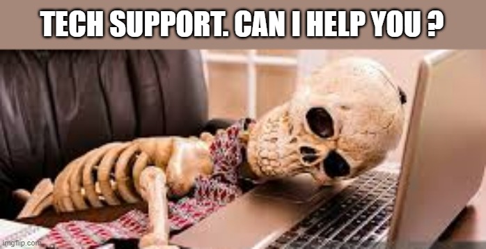 Tech support never seems to be in a hurry.  - funny - | TECH SUPPORT. CAN I HELP YOU ? | image tagged in gaming,games,computer,tech support,funny,humor | made w/ Imgflip meme maker
