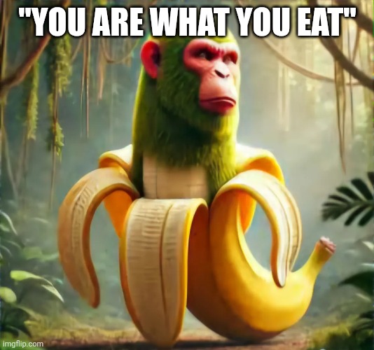 chimpanzini bananini | "YOU ARE WHAT YOU EAT" | image tagged in chimpanzini bananini | made w/ Imgflip meme maker