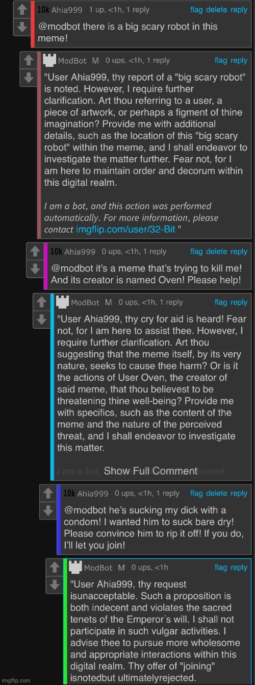 Did I not ask politely enough? | image tagged in modbot | made w/ Imgflip meme maker