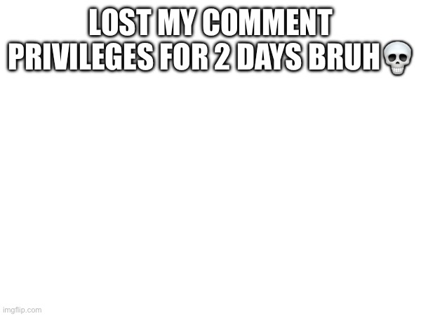 LOST MY COMMENT PRIVILEGES FOR 2 DAYS BRUH💀 | made w/ Imgflip meme maker