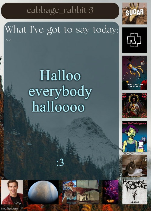 Halloo | Halloo everybody halloooo; :3 | image tagged in cabbage_rabbit | made w/ Imgflip meme maker