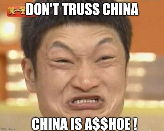 Impossibru Guy Original Meme | DON'T TRUSS CHINA CHINA IS A$$HOE ! | image tagged in memes,impossibru guy original | made w/ Imgflip meme maker