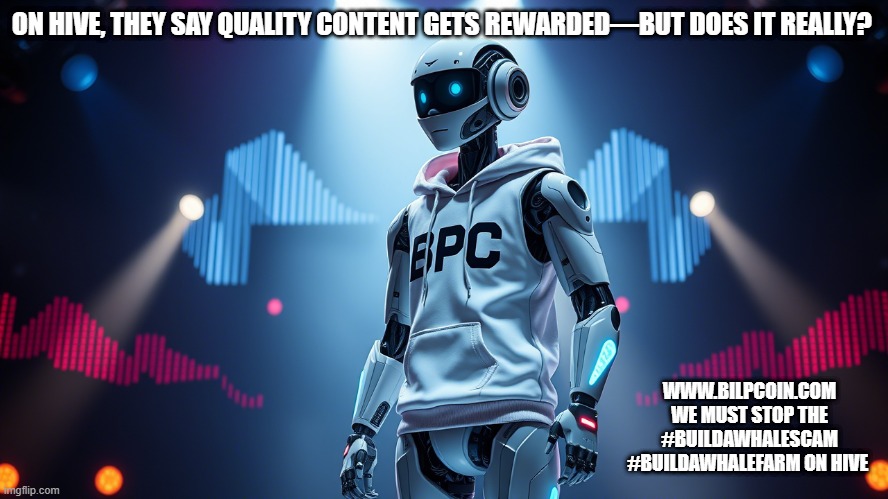 ON HIVE, THEY SAY QUALITY CONTENT GETS REWARDED—BUT DOES IT REALLY? WWW.BILPCOIN.COM WE MUST STOP THE #BUILDAWHALESCAM #BUILDAWHALEFARM ON HIVE | made w/ Imgflip meme maker