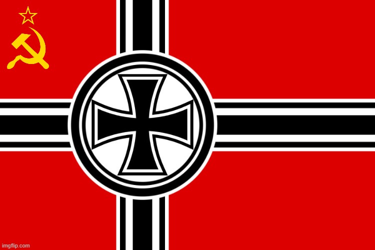 Soviet-Nazi unification flag | image tagged in hoi4 german flag,communism,fascism | made w/ Imgflip meme maker