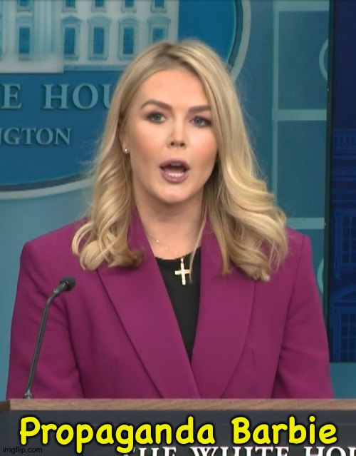 Karoline Leavitt January 2025  first press briefing | Propaganda Barbie | image tagged in karoline leavitt january 2025 first press briefing | made w/ Imgflip meme maker