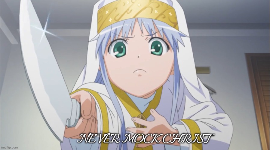 no one should do that. Satanism is a degenerate religion also arabmogus, fix this stream | NEVER MOCK CHRIST | image tagged in index holding a knife meme | made w/ Imgflip meme maker
