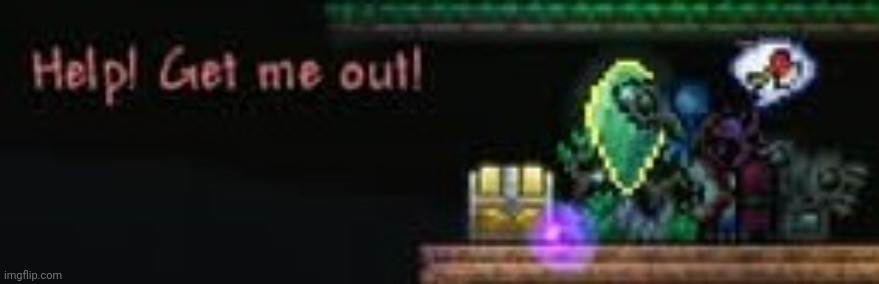 Lucy the Axe is being kidnapped and held for ransom | image tagged in terraria,master mode,gaming,video games,nintendo switch,screenshot | made w/ Imgflip meme maker
