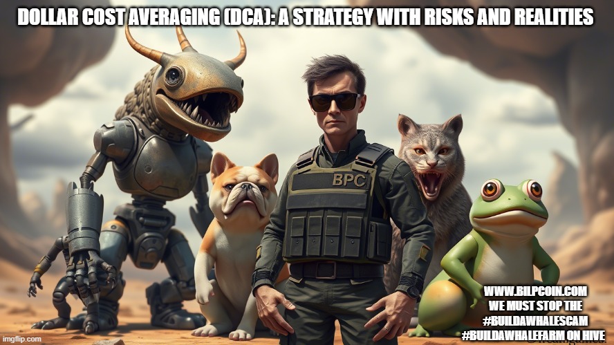 DOLLAR COST AVERAGING (DCA): A STRATEGY WITH RISKS AND REALITIES; WWW.BILPCOIN.COM WE MUST STOP THE #BUILDAWHALESCAM #BUILDAWHALEFARM ON HIVE | made w/ Imgflip meme maker