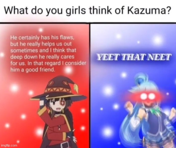 image tagged in konosuba,megumin,aqua | made w/ Imgflip meme maker