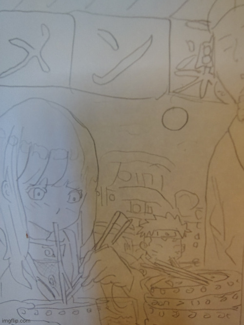 Naruto and Hinata eating ramen | image tagged in naruto,hinata,anime,ramen,drawings,art | made w/ Imgflip meme maker