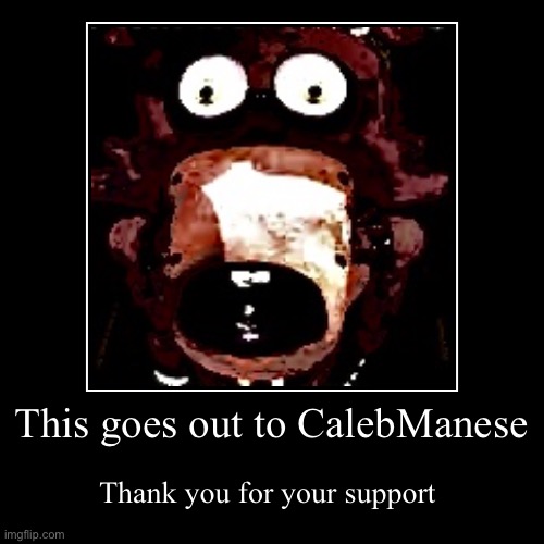 This goes out to CalebManese | Thank you for your support | image tagged in funny,demotivationals | made w/ Imgflip demotivational maker