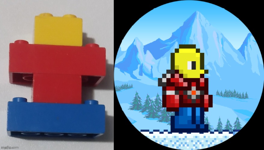 Steven's normal form -- Lego & Terraria versions | image tagged in the lego warriors,tlw,legos,terraria | made w/ Imgflip meme maker