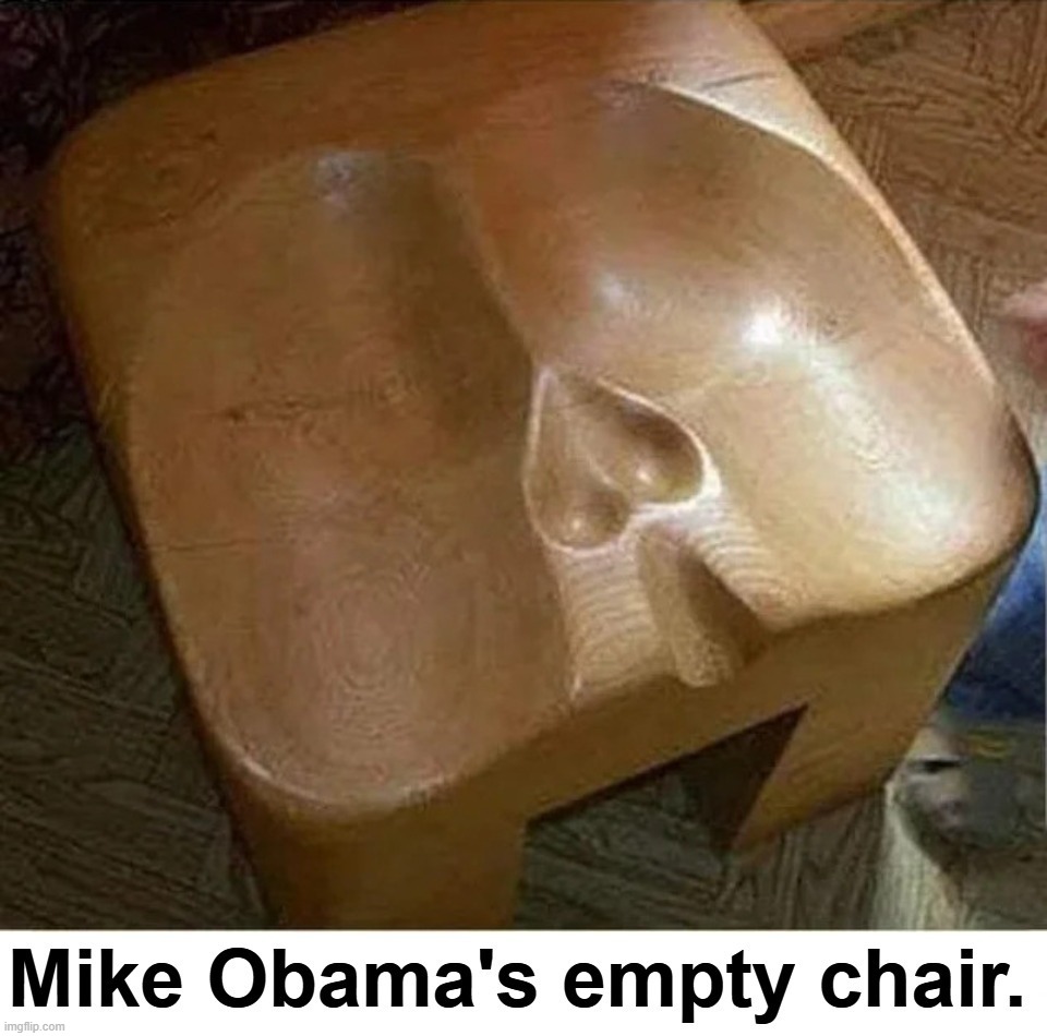 Michelle Obama's empty chair. | image tagged in michelle obama,michelle obama blank sheet,big mike,cojones,transgender,dick jokes | made w/ Imgflip meme maker