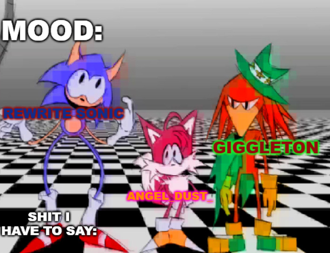 High Quality Rewrite, Giggleton , Angel_Dust_ shared annoucement temp Blank Meme Template
