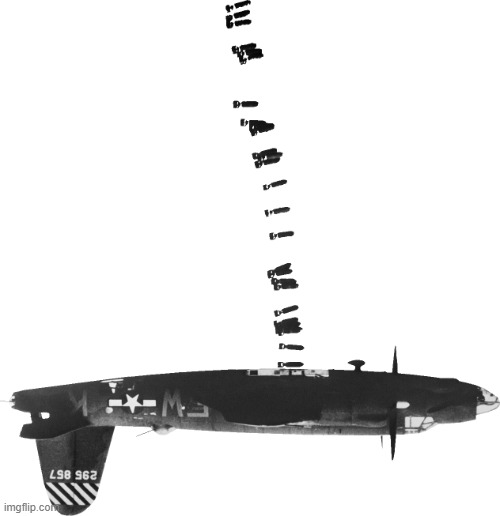 @post above | image tagged in bomber dropping bombs on post below | made w/ Imgflip meme maker