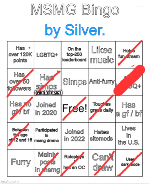 Silver.'s MSMG Bingo | (randomizer) | image tagged in silver 's msmg bingo | made w/ Imgflip meme maker