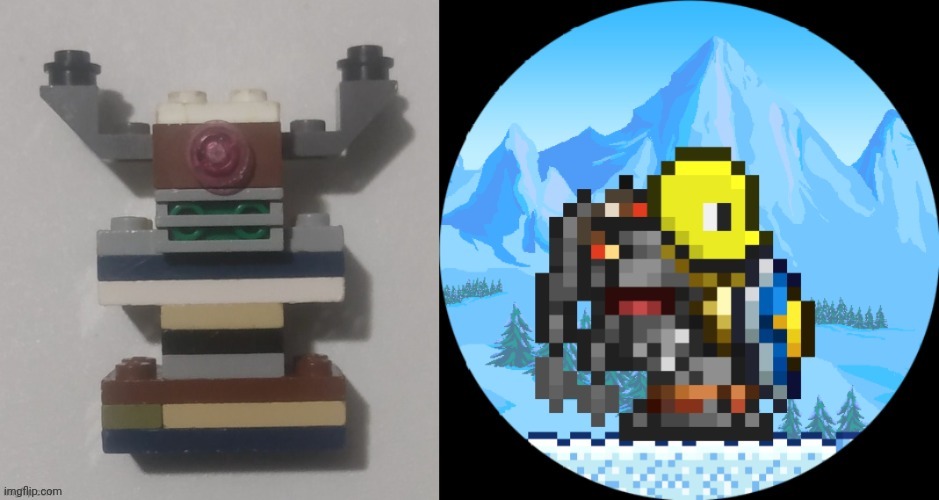 Steven's Chaos Armor form -- Lego & Terraria versions | image tagged in the lego warriors,tlw,legos,terraria | made w/ Imgflip meme maker