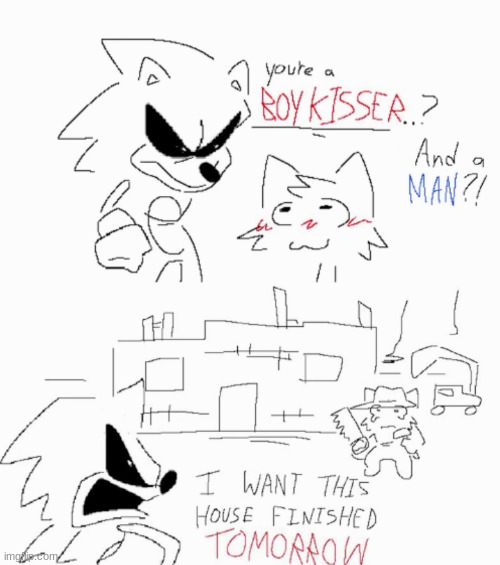 Sonic.EXE meets a Boykisser | image tagged in sonic exe meets a boykisser | made w/ Imgflip meme maker