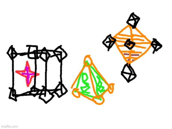A few colorful exploding platonic solids | image tagged in roblox,splatoon,subspace tripmine | made w/ Imgflip meme maker