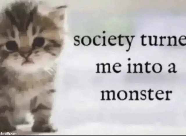 Society turned me into a monster | image tagged in society turned me into a monster | made w/ Imgflip meme maker