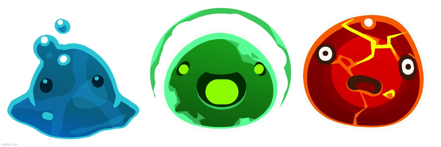 image tagged in puddle slime,rad slime,boom slime | made w/ Imgflip meme maker