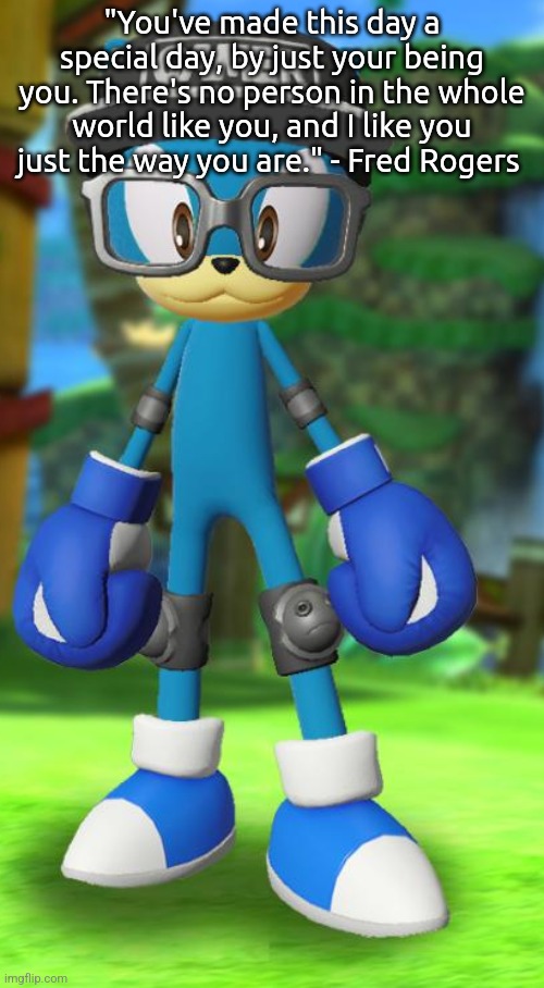 Pump but recreated in the official Sega fan card maker | "You've made this day a special day, by just your being you. There's no person in the whole world like you, and I like you just the way you are." - Fred Rogers | image tagged in pump but recreated in the official sega fan card maker | made w/ Imgflip meme maker