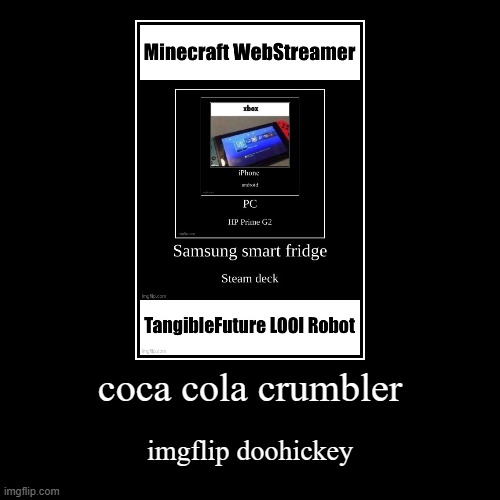 coca cola crumbler | imgflip doohickey | image tagged in funny,demotivationals | made w/ Imgflip demotivational maker