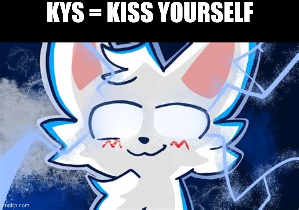 boykisser meme | KYS = KISS YOURSELF | image tagged in boykisser meme | made w/ Imgflip meme maker