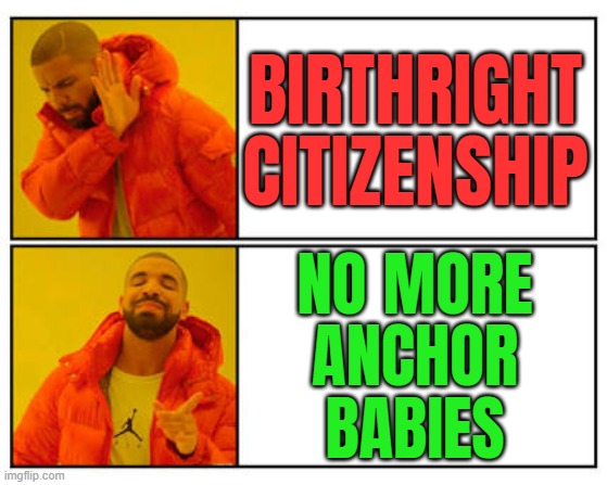 End Birthright Citizenship | BIRTHRIGHT
CITIZENSHIP; NO MORE
ANCHOR
BABIES | image tagged in no - yes,donald trump,supreme court,illegal immigration,illegal immigrants,trump immigration policy | made w/ Imgflip meme maker