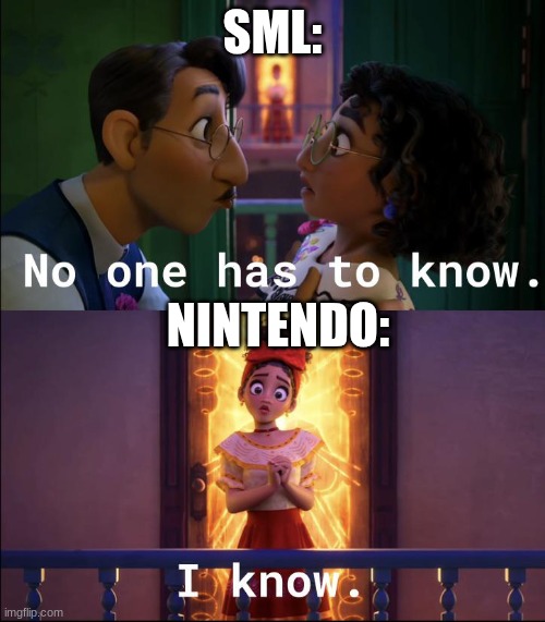 Nintendo When They Watched SML | SML:; NINTENDO: | image tagged in no one is looking | made w/ Imgflip meme maker