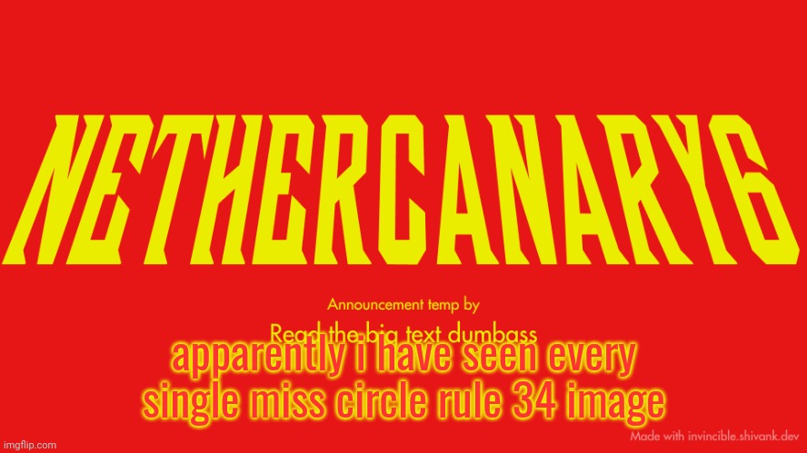 TITLE CARD | apparently i have seen every single miss circle rule 34 image | image tagged in title card | made w/ Imgflip meme maker
