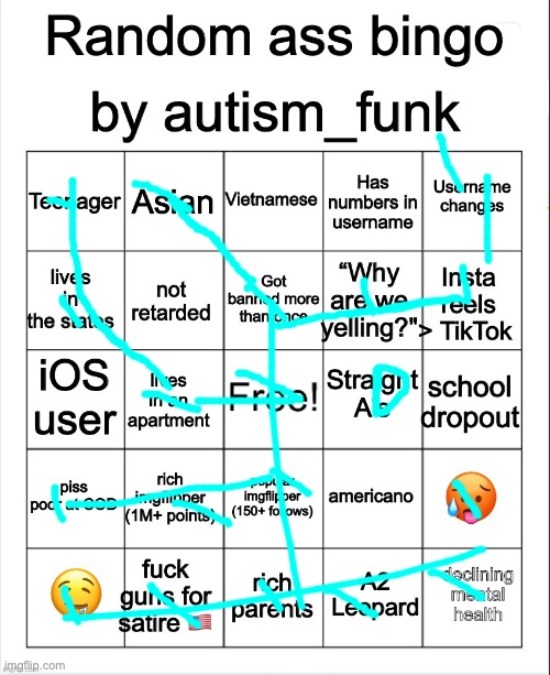 Random Ass Bingo, By Autism | image tagged in random ass bingo by autism | made w/ Imgflip meme maker