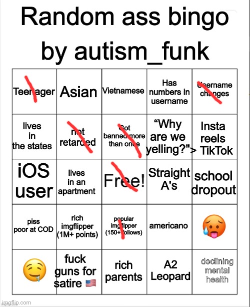 Random Ass Bingo, By Autism | image tagged in random ass bingo by autism | made w/ Imgflip meme maker