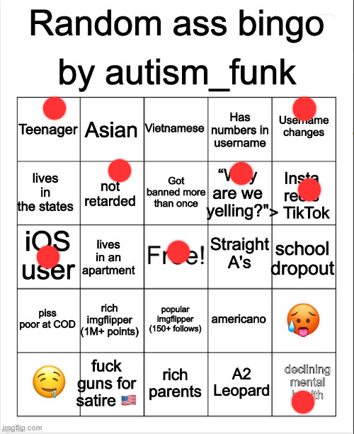 Random Ass Bingo, By Autism | image tagged in random ass bingo by autism | made w/ Imgflip meme maker