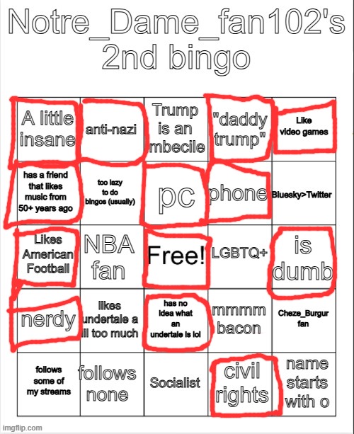 *-* | image tagged in notre_dame_fan102's 2nd bingo,bingo,msmg,imgflip,memes,shitpost | made w/ Imgflip meme maker