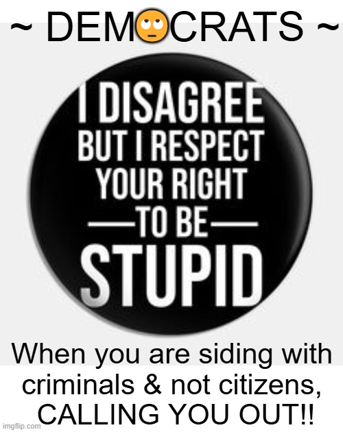 MORE Common Sense, LESS Stupid | ~ DEMOCRATS ~; 🙄; When you are siding with 
criminals & not citizens, 
CALLING YOU OUT!! | image tagged in democrats,criminals,gangs,political humor,americans,law and order | made w/ Imgflip meme maker