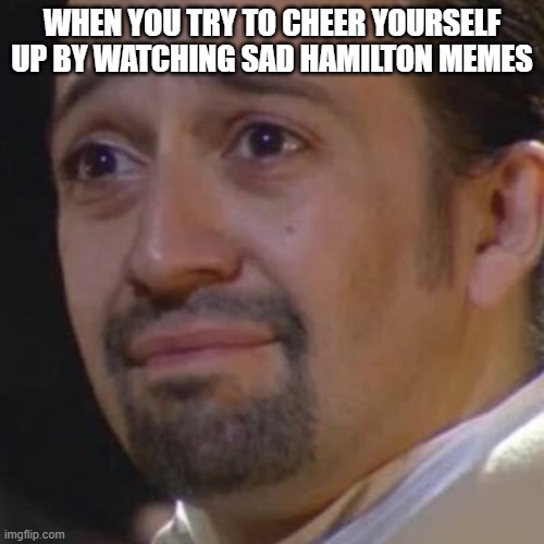 Sad Hamilton | WHEN YOU TRY TO CHEER YOURSELF UP BY WATCHING SAD HAMILTON MEMES | image tagged in sad hamilton | made w/ Imgflip meme maker