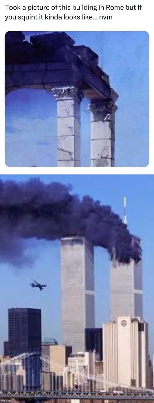 Looks like | image tagged in 911,twin towers,rome | made w/ Imgflip meme maker